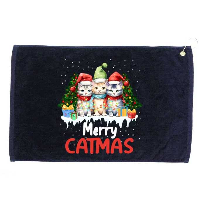 Merry Catmas Christmas Festive Feline Fun Cat Tees Gift Grommeted Golf Towel