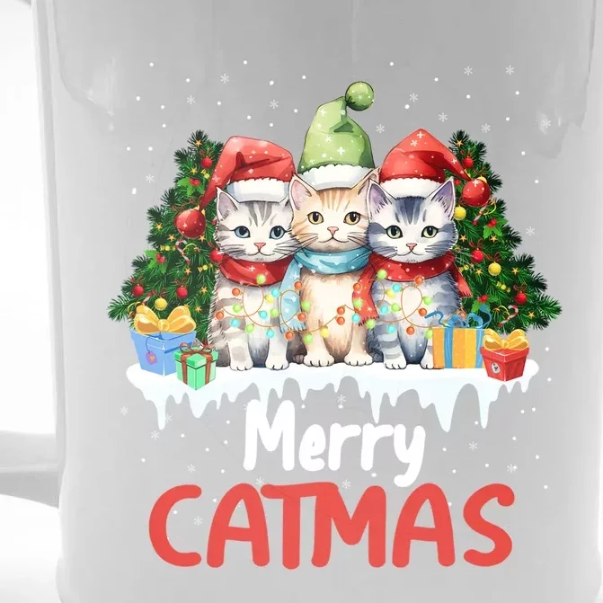 Merry Catmas Christmas Festive Feline Fun Cat Tees Gift Front & Back Beer Stein