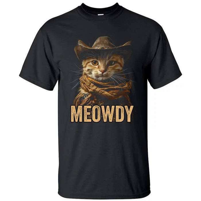 Meowdy Cowboy Cat Country Western Funny Cat Tall T-Shirt