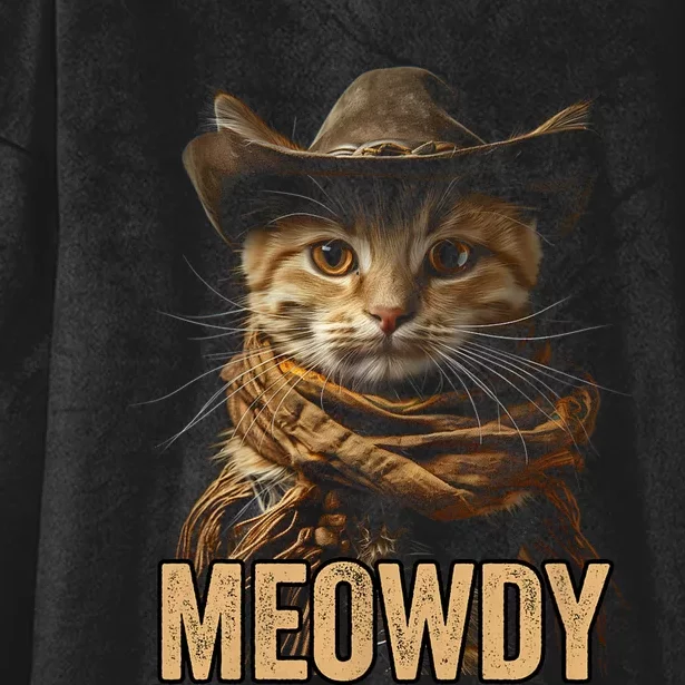 Meowdy Cowboy Cat Country Western Funny Cat Hooded Wearable Blanket