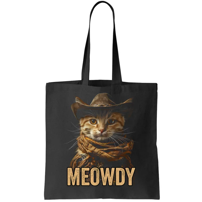 Meowdy Cowboy Cat Country Western Funny Cat Tote Bag