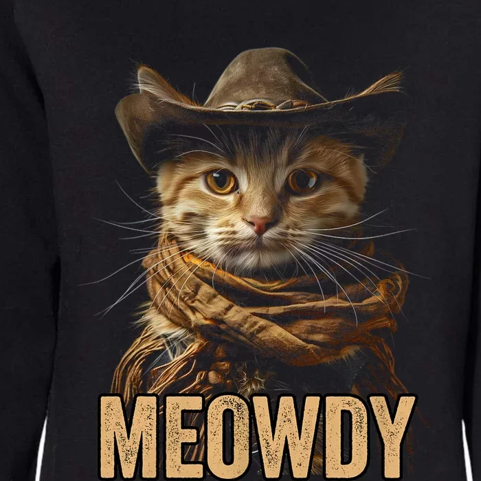 Meowdy Cowboy Cat Country Western Funny Cat Womens California Wash Sweatshirt