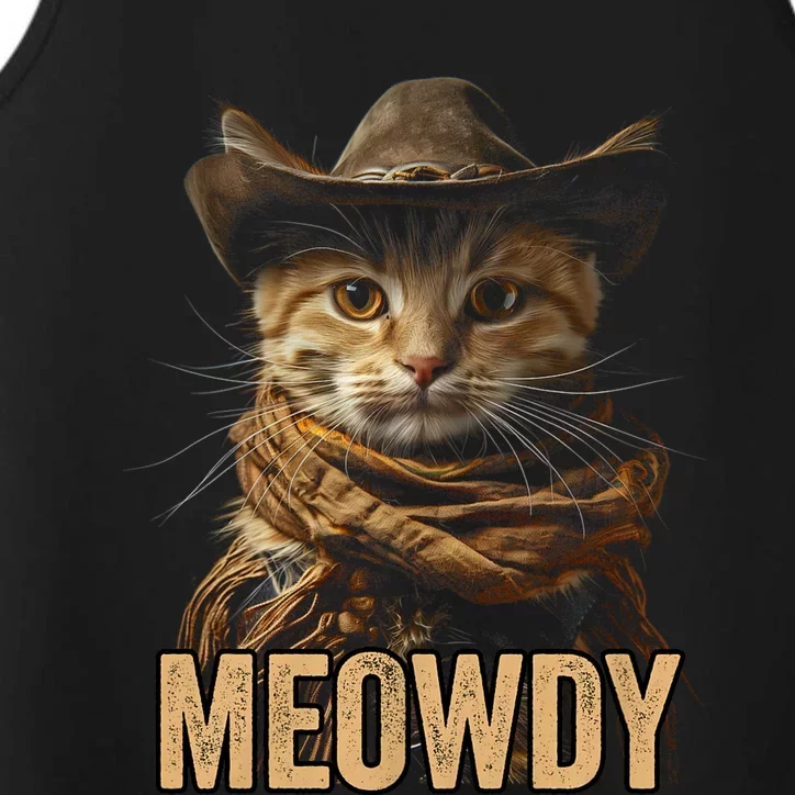 Meowdy Cowboy Cat Country Western Funny Cat Performance Tank