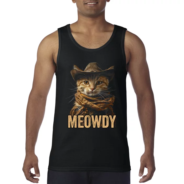 Meowdy Cowboy Cat Country Western Funny Cat Tank Top