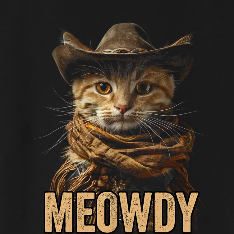 Meowdy Cowboy Cat Country Western Funny Cat Women's Crop Top Tee