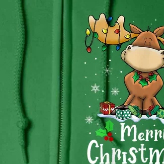 Merry Christmoose Christmas Moose Xmas Lights Full Zip Hoodie