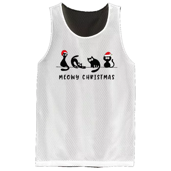 Meowy Catmas Cat Christmas Cute Kitten Cats Santa Hat Xmas Mesh Reversible Basketball Jersey Tank