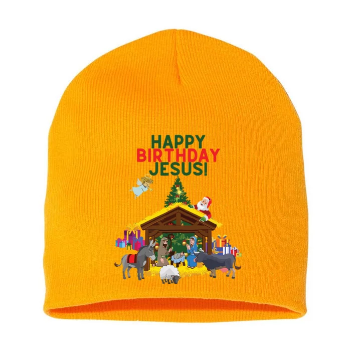 Merry Christmas Christian Happy Birthday Jesus Christ Xmas Short Acrylic Beanie