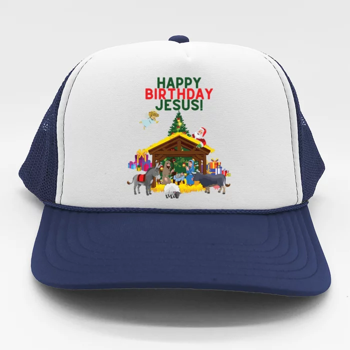 Merry Christmas Christian Happy Birthday Jesus Christ Xmas Trucker Hat