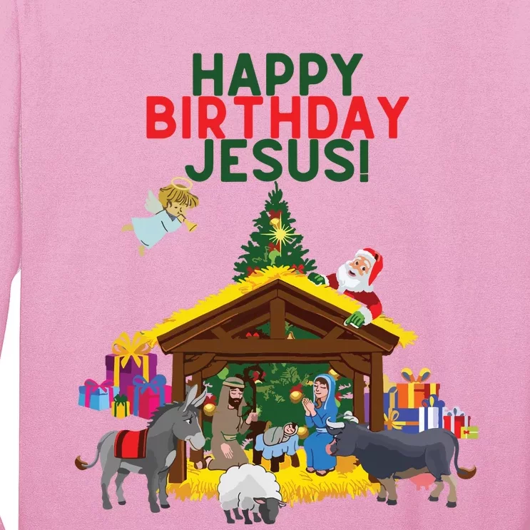 Merry Christmas Christian Happy Birthday Jesus Christ Xmas Long Sleeve Shirt