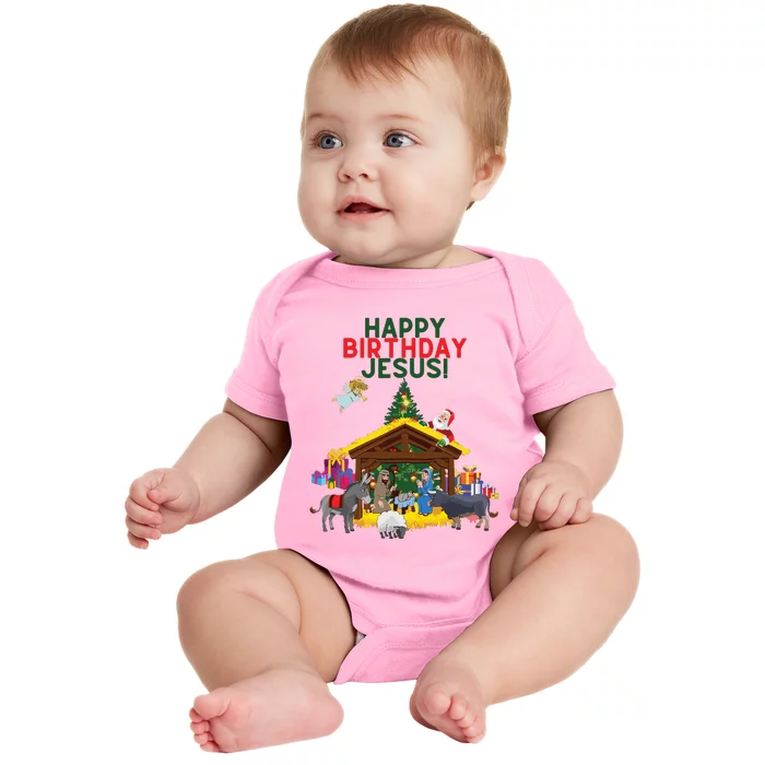 Merry Christmas Christian Happy Birthday Jesus Christ Xmas Baby Bodysuit