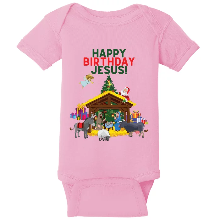 Merry Christmas Christian Happy Birthday Jesus Christ Xmas Baby Bodysuit