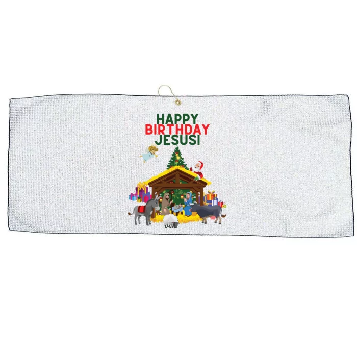 Merry Christmas Christian Happy Birthday Jesus Christ Xmas Large Microfiber Waffle Golf Towel