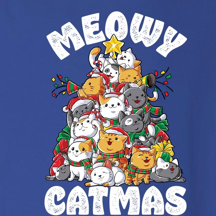 Meowy Catmas Cat Christmas Tree Xmas Girls Boys Funny Santa Gift Toddler Long Sleeve Shirt