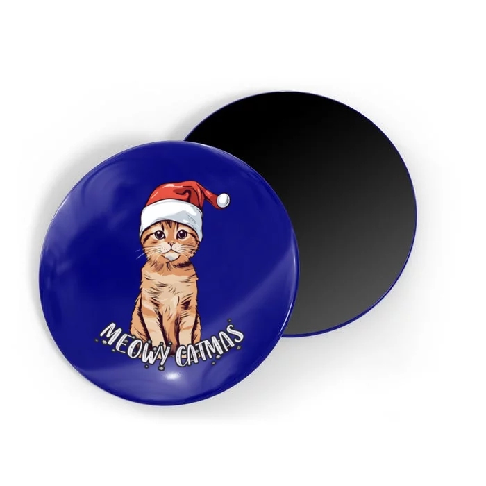 Meowy Catmas Cute Ginger Kitten Santa Hat Merry Christmas Meaningful Gift Magnet