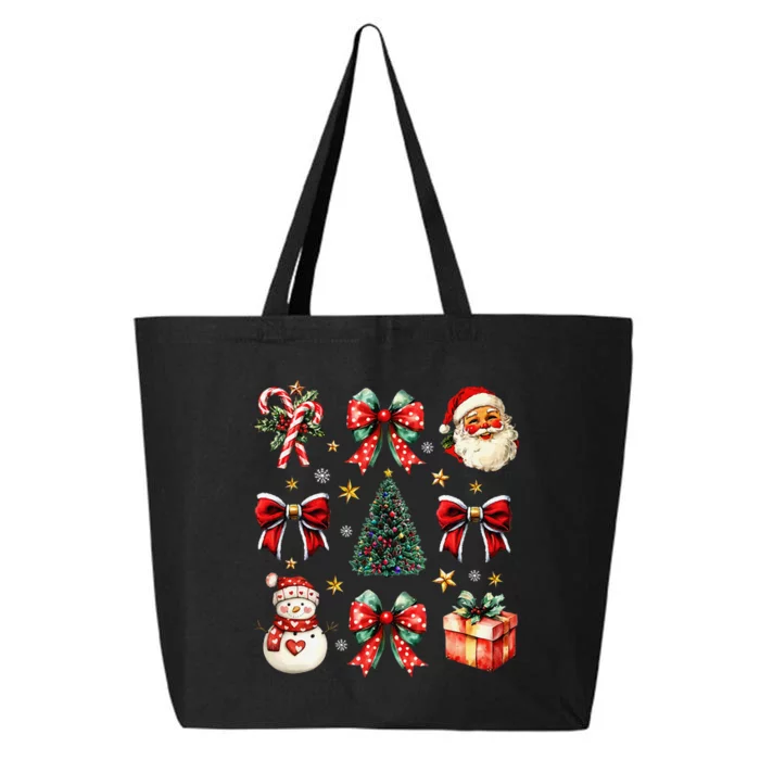 Merry Christmas Coquette Bows Girl Women Santa Claus Snowman 25L Jumbo Tote