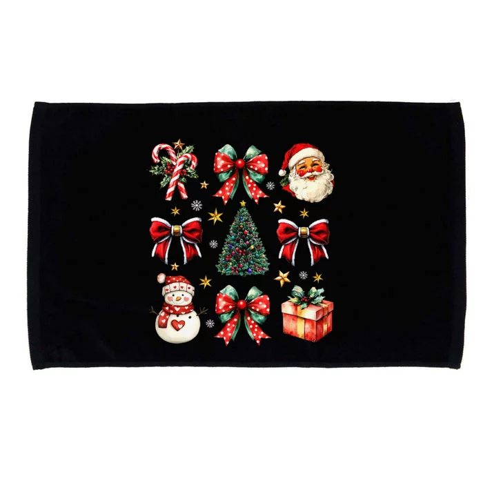 Merry Christmas Coquette Bows Girl Women Santa Claus Snowman Microfiber Hand Towel