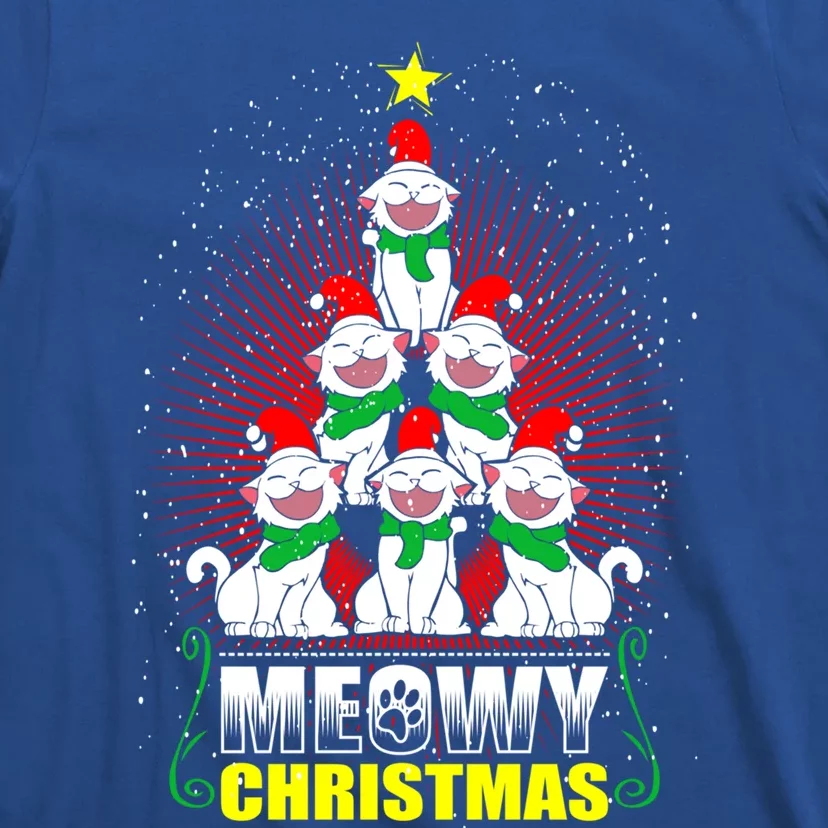 Meowy Cat Christmas Tree Lights Funny Kitten Xgiftmas Cats Tree Great Gift T-Shirt