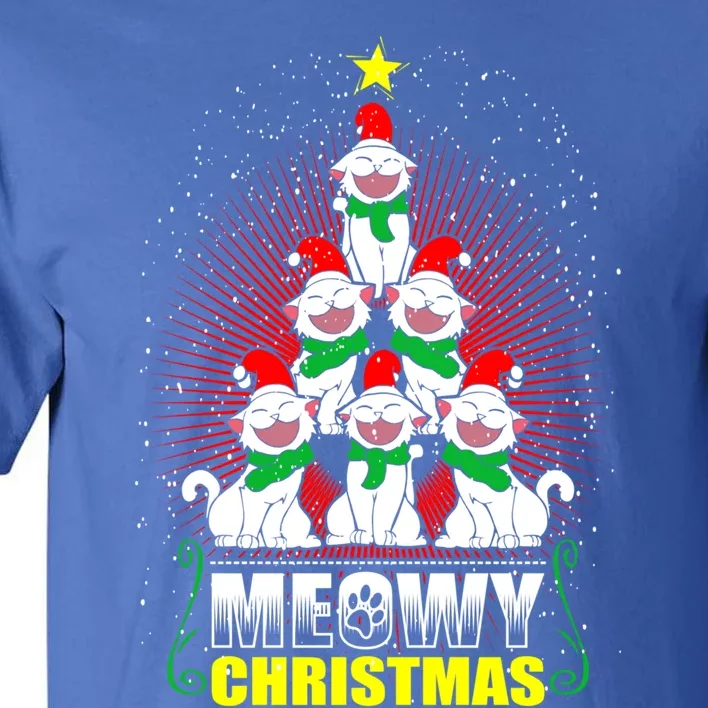 Meowy Cat Christmas Tree Lights Funny Kitten Xgiftmas Cats Tree Great Gift Tall T-Shirt