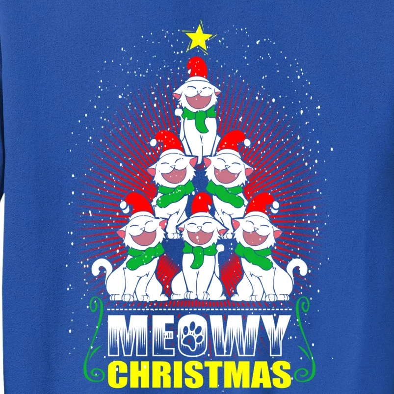 Meowy Cat Christmas Tree Lights Funny Kitten Xgiftmas Cats Tree Great Gift Tall Sweatshirt