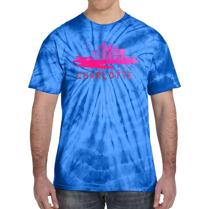 Modern Charlotte Cityscape Souvenir Charlotte Skyline Tie-Dye T-Shirt