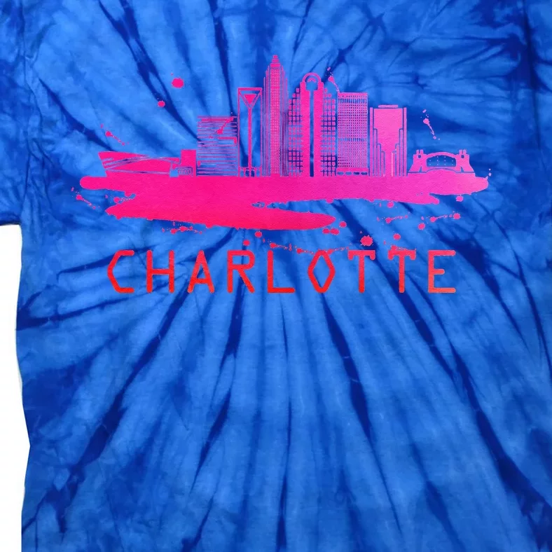 Modern Charlotte Cityscape Souvenir Charlotte Skyline Tie-Dye T-Shirt