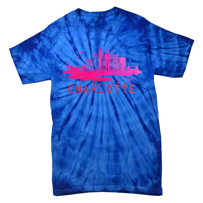 Modern Charlotte Cityscape Souvenir Charlotte Skyline Tie-Dye T-Shirt