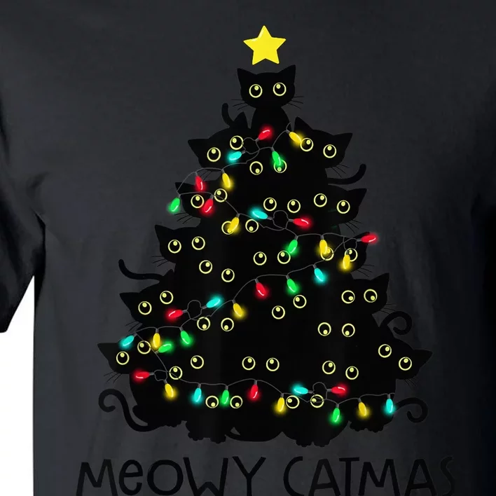 Merry Catmas Cat Christmas Tree Kid Girls Boy Meowy Catmas Tall T-Shirt