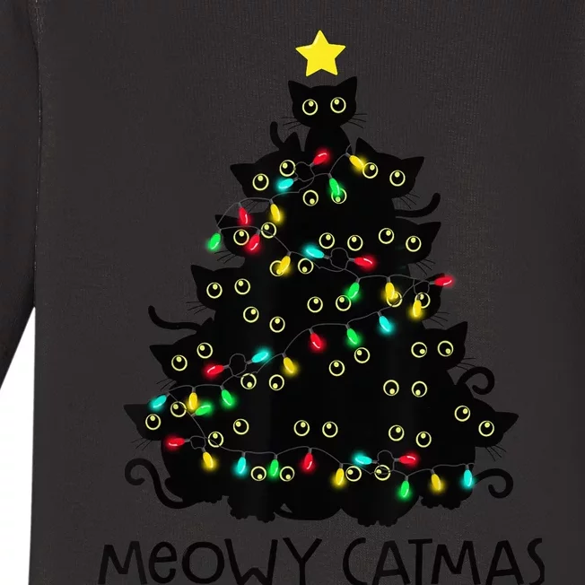 Merry Catmas Cat Christmas Tree Kid Girls Boy Meowy Catmas Baby Long Sleeve Bodysuit