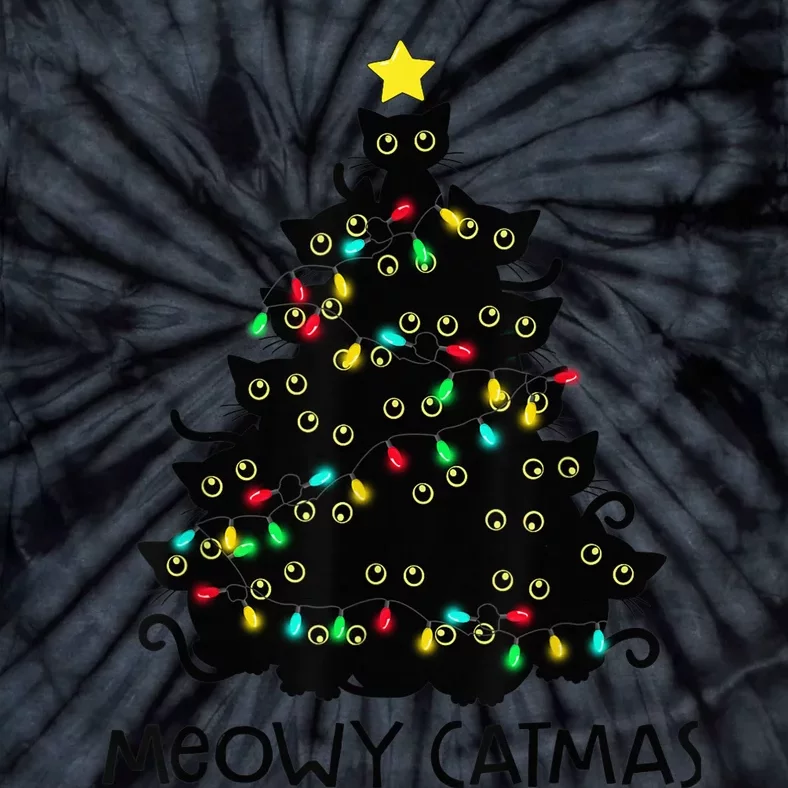 Merry Catmas Cat Christmas Tree Kid Girls Boy Meowy Catmas Tie-Dye T-Shirt