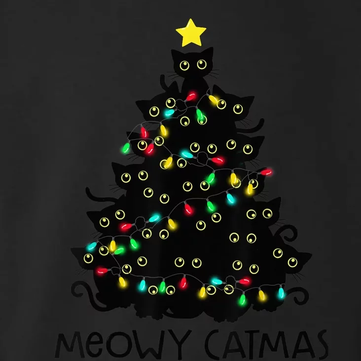 Merry Catmas Cat Christmas Tree Kid Girls Boy Meowy Catmas Toddler Hoodie