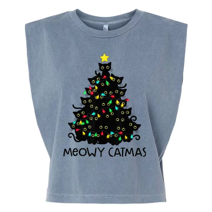 Merry Catmas Cat Christmas Tree Kid Girls Boy Meowy Catmas Garment-Dyed Women's Muscle Tee