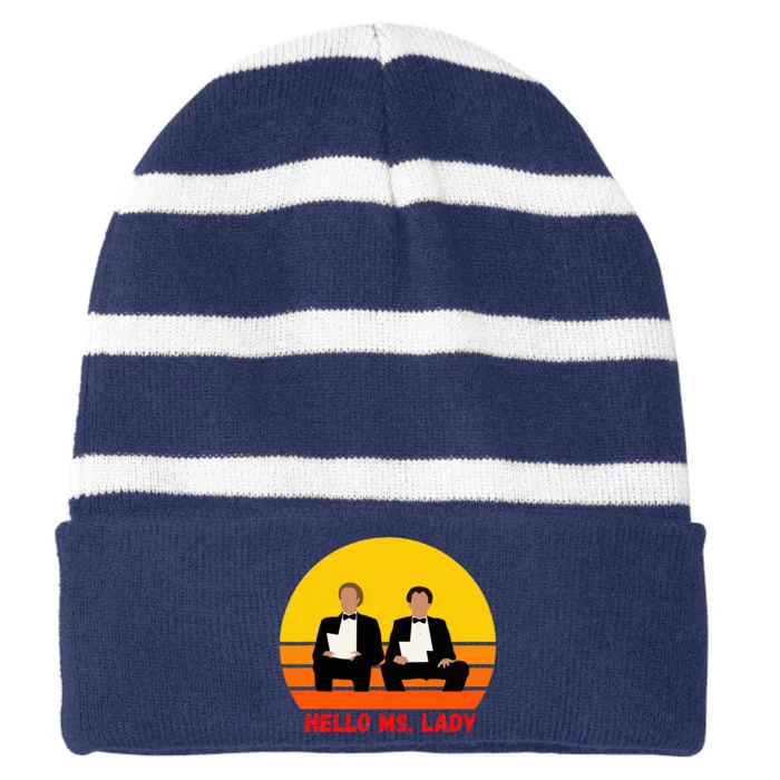 Movie Classic Cinema Striped Beanie with Solid Band