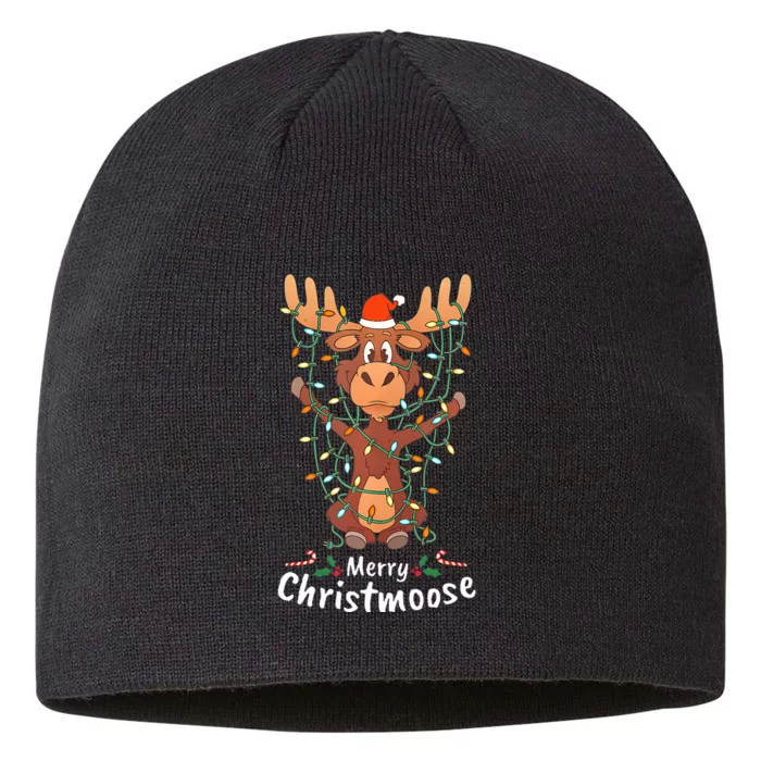 Merry Christmoose Christmas Moose Xmas Tree Lights Gifts 8 1/2in Sustainable Knit Beanie