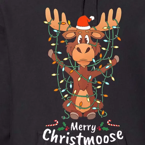 Merry Christmoose Christmas Moose Xmas Tree Lights Gifts Premium Hoodie