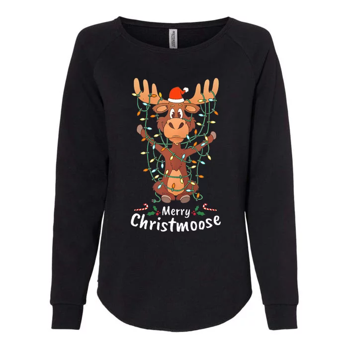 Merry Christmoose Christmas Moose Xmas Tree Lights Gifts Womens California Wash Sweatshirt