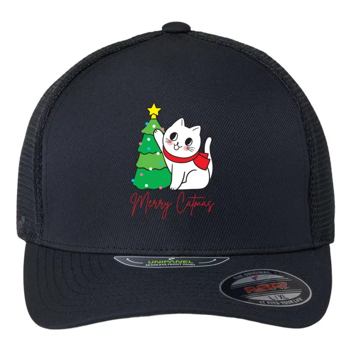 Merry Catmas Cute Christmas Cat Lover Flexfit Unipanel Trucker Cap