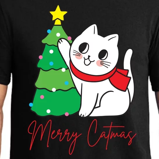 Merry Catmas Cute Christmas Cat Lover Pajama Set