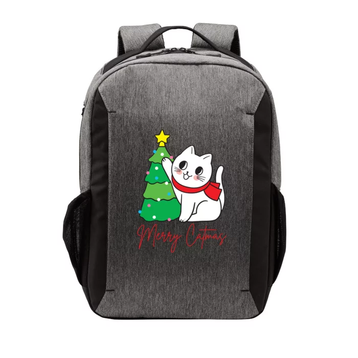 Merry Catmas Cute Christmas Cat Lover Vector Backpack