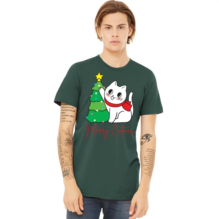 Merry Catmas Cute Christmas Cat Lover Premium T-Shirt