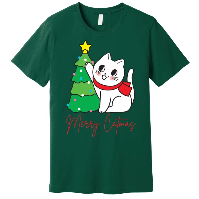 Merry Catmas Cute Christmas Cat Lover Premium T-Shirt