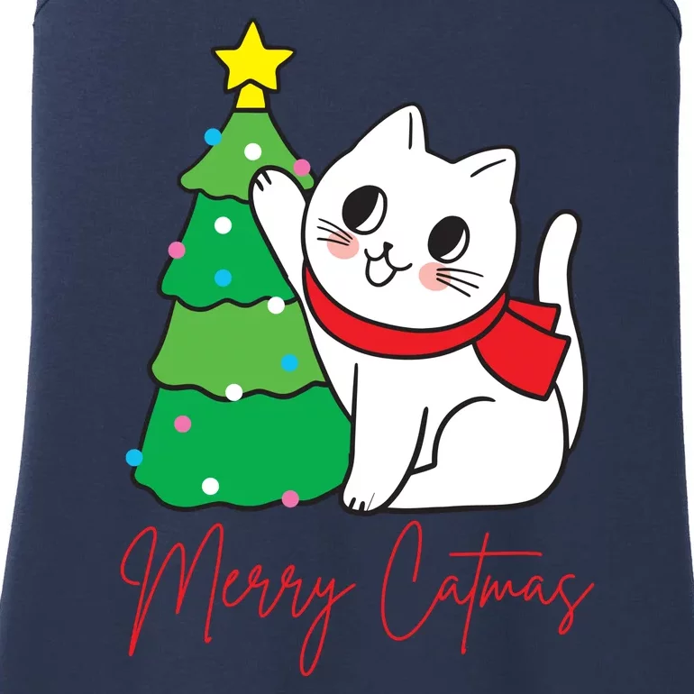 Merry Catmas Cute Christmas Cat Lover Ladies Essential Tank