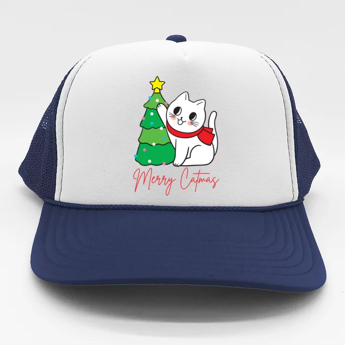 Merry Catmas Cute Christmas Cat Lover Trucker Hat