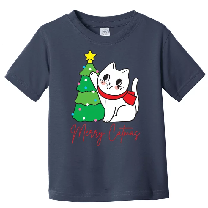 Merry Catmas Cute Christmas Cat Lover Toddler T-Shirt