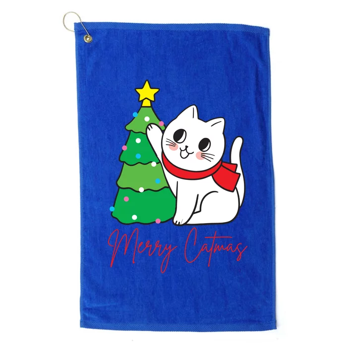 Merry Catmas Cute Christmas Cat Lover Platinum Collection Golf Towel