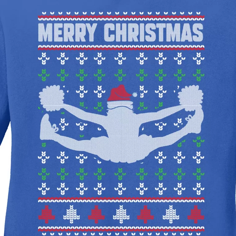 Merry Christmas Cheerleading Lover Ugly Xmas Dance Cute Gift Ladies Long Sleeve Shirt