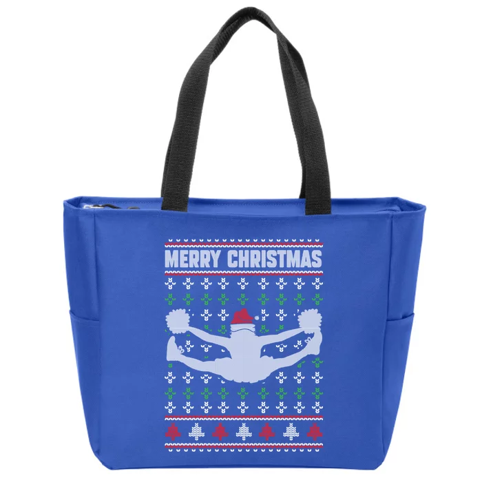 Merry Christmas Cheerleading Lover Ugly Xmas Dance Cute Gift Zip Tote Bag