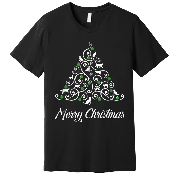 Merry Catmas Christmas Cat Tree Cats Funny Meowy Cats Lovers Premium T-Shirt