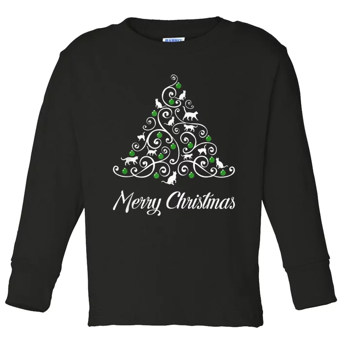 Merry Catmas Christmas Cat Tree Cats Funny Meowy Cats Lovers Toddler Long Sleeve Shirt