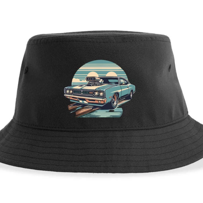 Muscle Car (Classic Vintage Retro Design) Sustainable Bucket Hat